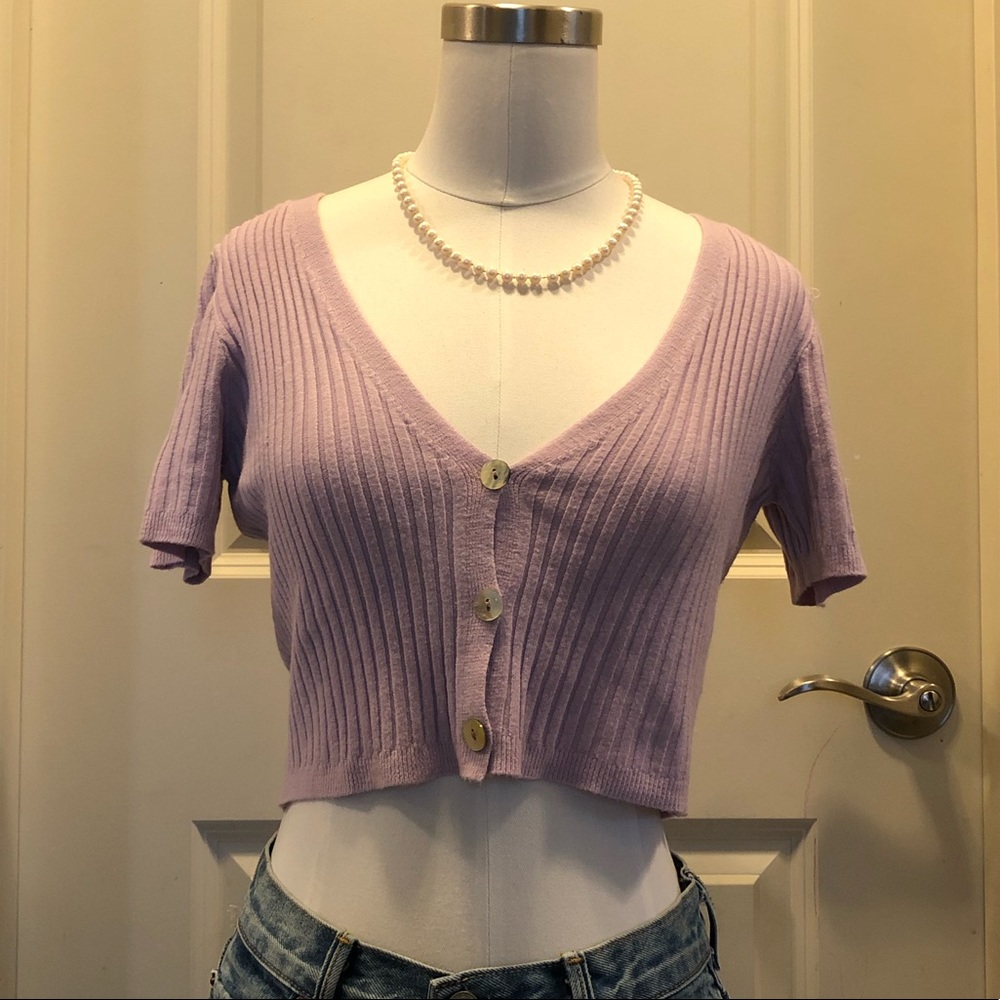 Short sleeve cropped cardigan